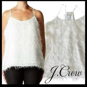 J. Crew Off White Shimmer Eyelash Feather Racerback Cami Top (0)
